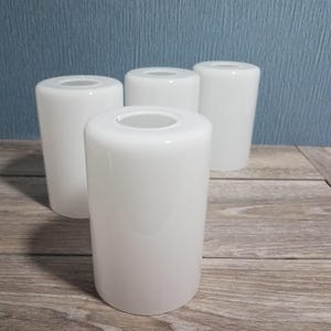 White Glass Cylinder Pendant Shades,  1 5/8 Inch Neckless Fitter, White Glass Pendant Shade