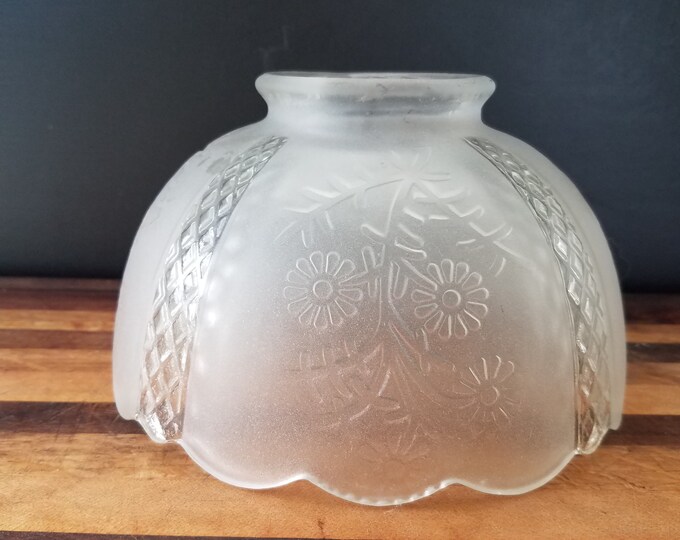 Vintage Frosted Glass Replacement Shade, 3 Inch Fitter, Glass Flowered