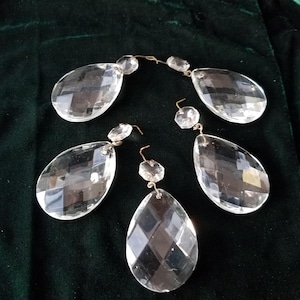 Set of 5, Glass Faceted Teardrop Chandelier Crystals, 1 7/8 Inches, Chandelier Pendant, Replacement Crystal for Chandelier
