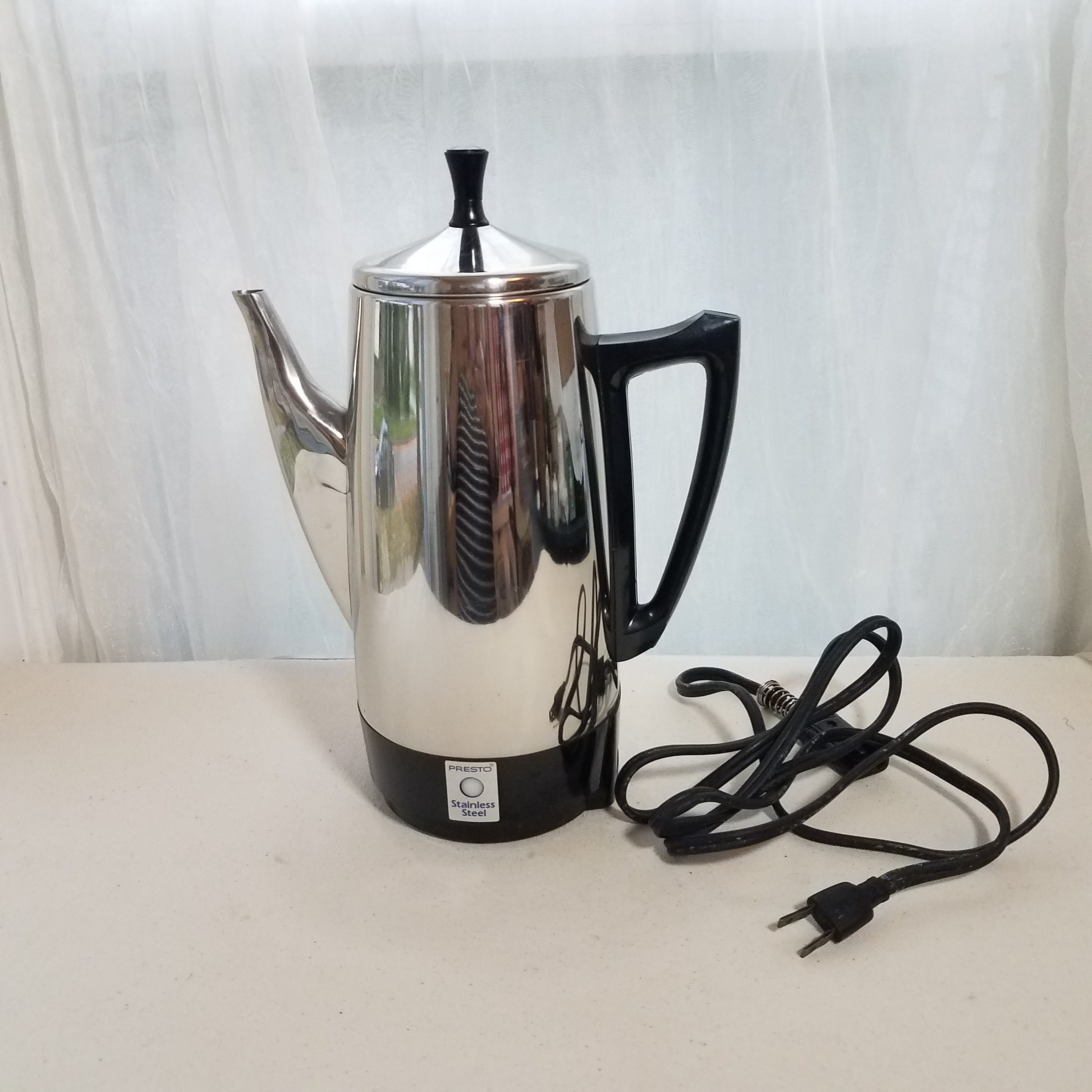 Vintage Presto Electric Percolator Coffee Pot Stainless 9 Cup