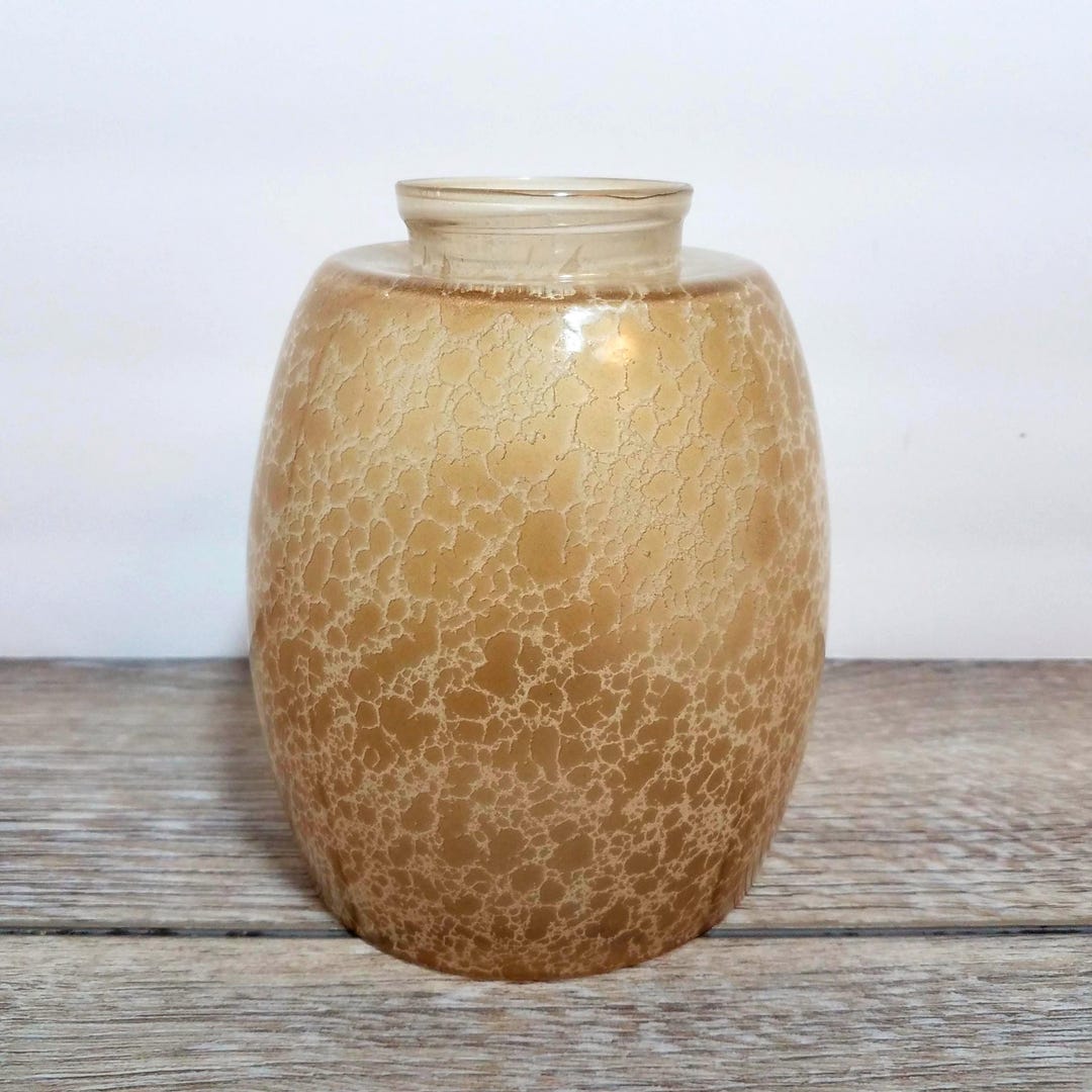 Short Translucent Beige Crackle Glass Pendant Shade, 2 1/8 Inch Fitter ...