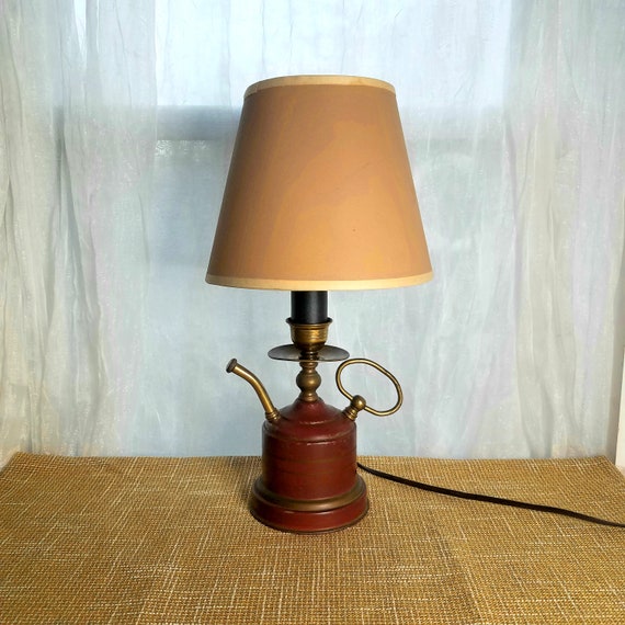 MCM Antique Oil Can Desk Lamp, Small Brass Desk Lamp, Original Shade, New  Wiring 