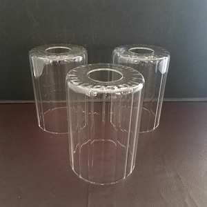Pantalla colgante cilíndrica de vidrio transparente con nervaduras anchas, soporte sin cuello de 4,1 cm (1 5/8 pulgadas), pantalla de vidrio de repuesto