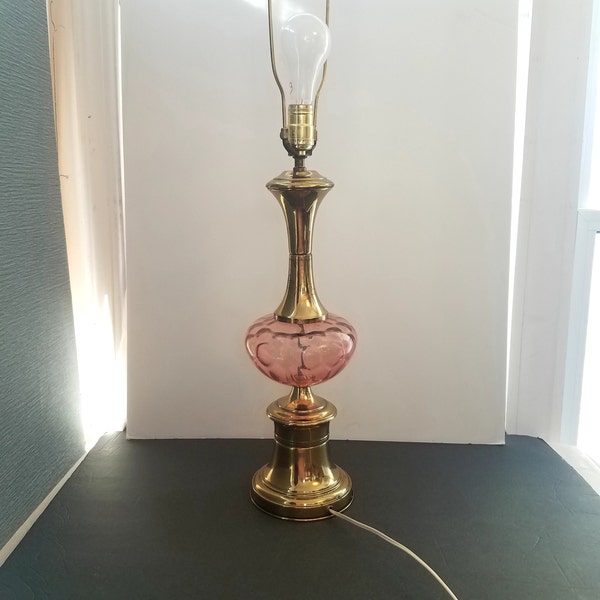 80s Glass Table Lamp - Etsy