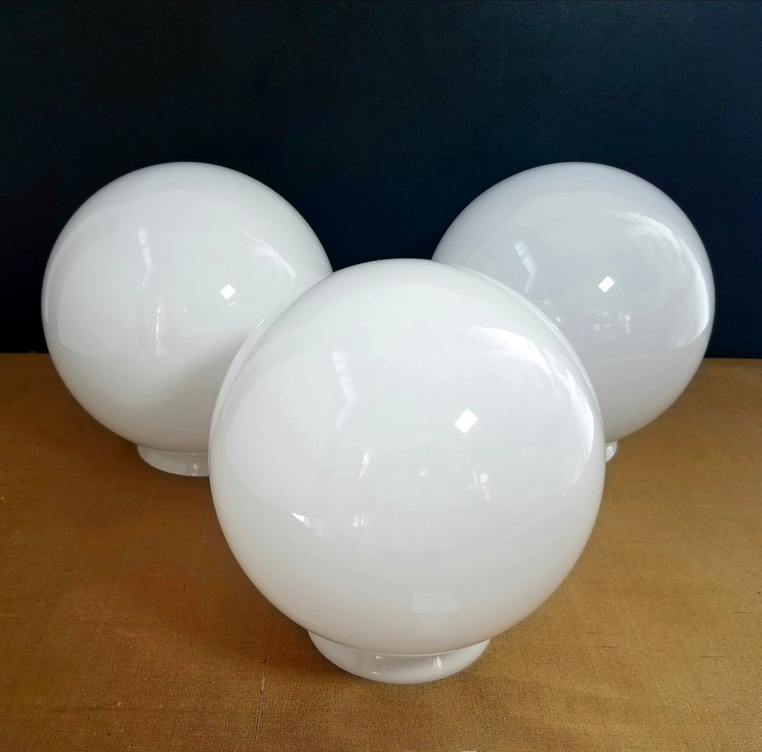 6 Inch White Replacement Globe, 3 Inch Fitter Round Glass Shade, Ceiling Light Replacement Globe