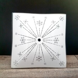 12 Inch Square Ceiling Fixture Shade with Snowflake Design, Ceiling Diffuser Shade, White, Down Rod