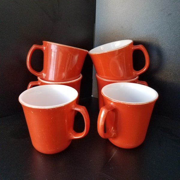 Vintage Set of 4 Corning or Corelle USA Brown Coffee Mugs, 1980s Coffee Mugs. Corning Coffee Cups