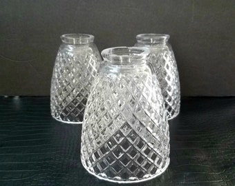 Diamond Pattern Glass Pendant Shade, 2 Inch Fitter, Clear Glass Replacement Pendant Shade