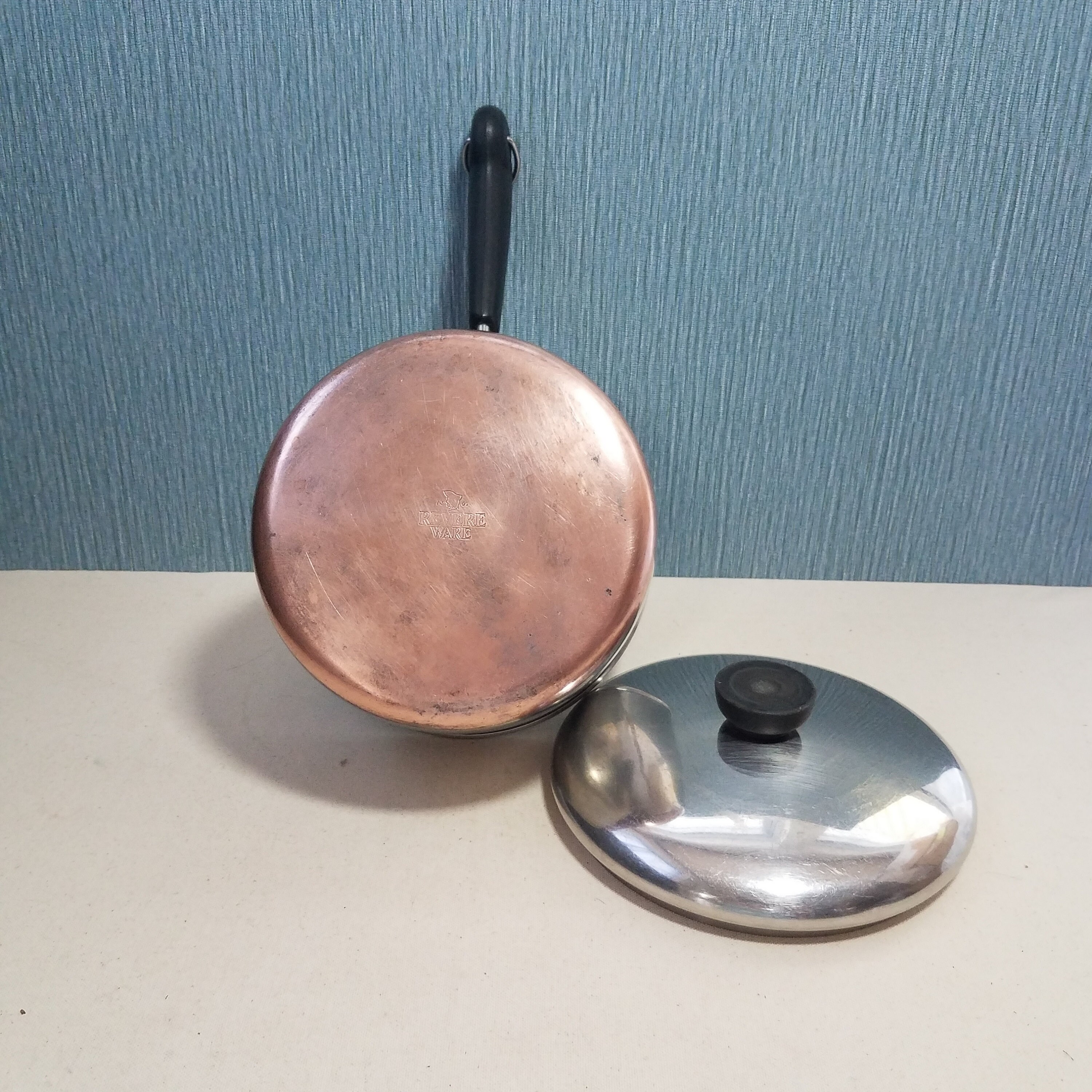 3 Qt Pot w/Lid & hanging hook REVERE WARE Copper Bottom 7 across Vintage  on eBid United States