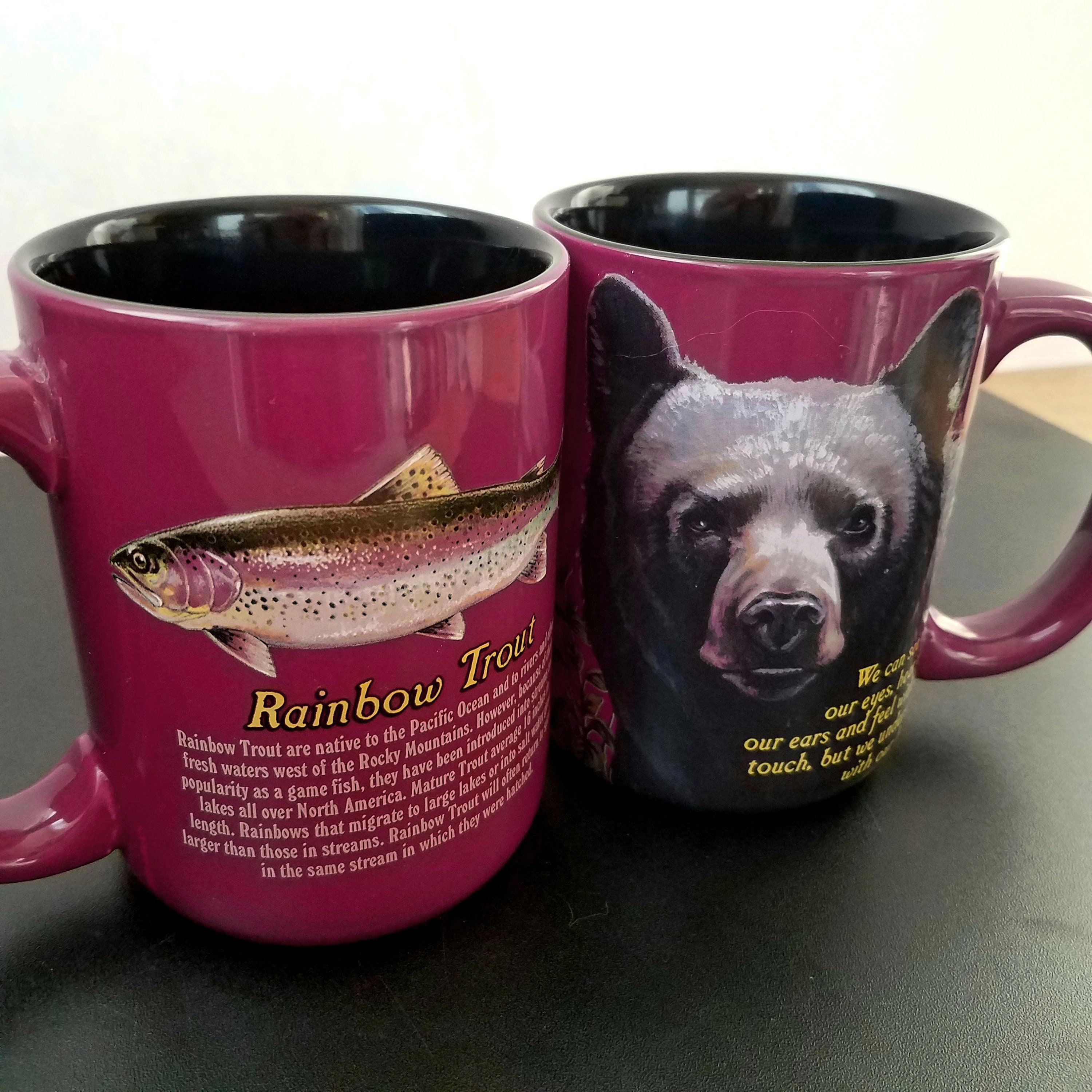 An American Expedition Rainbow Trout or Black Bear Large Coffee Mug,  Sportsman's 18 Ounce Mug, Idea Man Mug