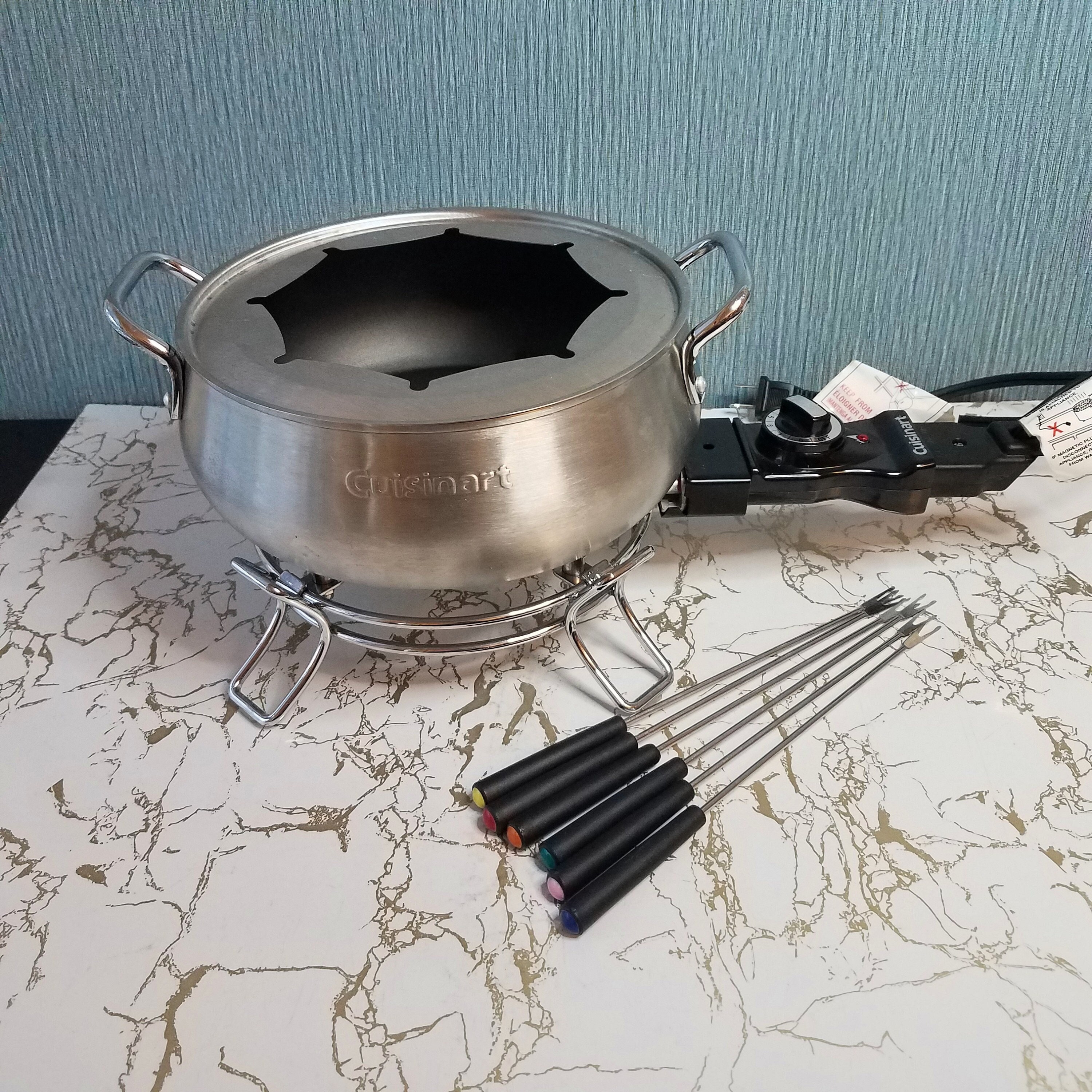 Cuisinart Electric Fondue Pot With Break Away Cord, Large 3 Quart Stainless  Steel Fondue Pot 