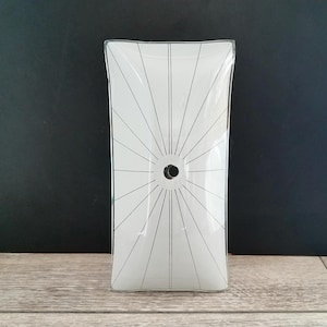 Domed Rectangular Glass Vanity Sconce Light Cover with Starburst Design, MCM Bathroom Light Cover