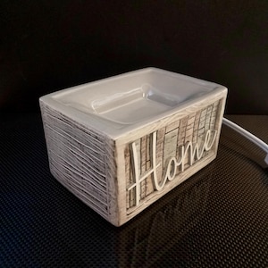 Scentsy One Piece &quot;Home&quot; Wax Warmer,  Grey and Blue Distressed Panels Ceramic Electric Tart Warmer