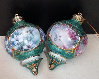 Set of 2 Vintage Lena Lui Hummingbird Christmas Ornament, Bradford Exchange