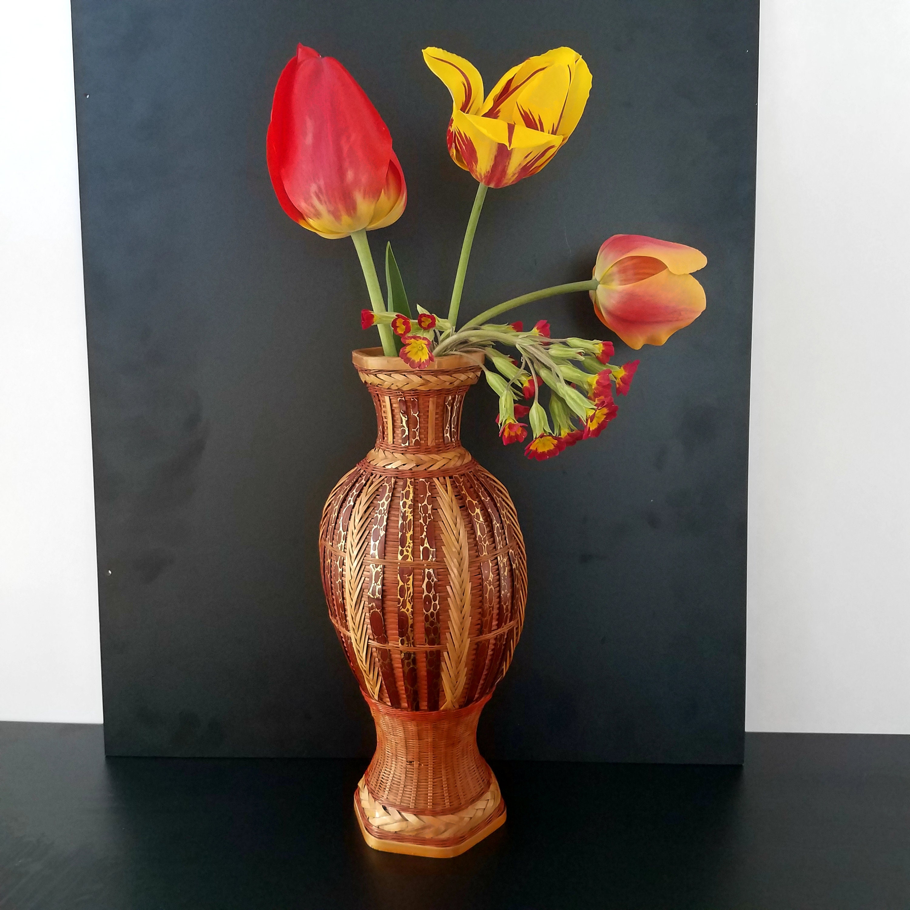 Beautiful Handwoven Rattan Wicker Flower Vase With Ceramic Etsy