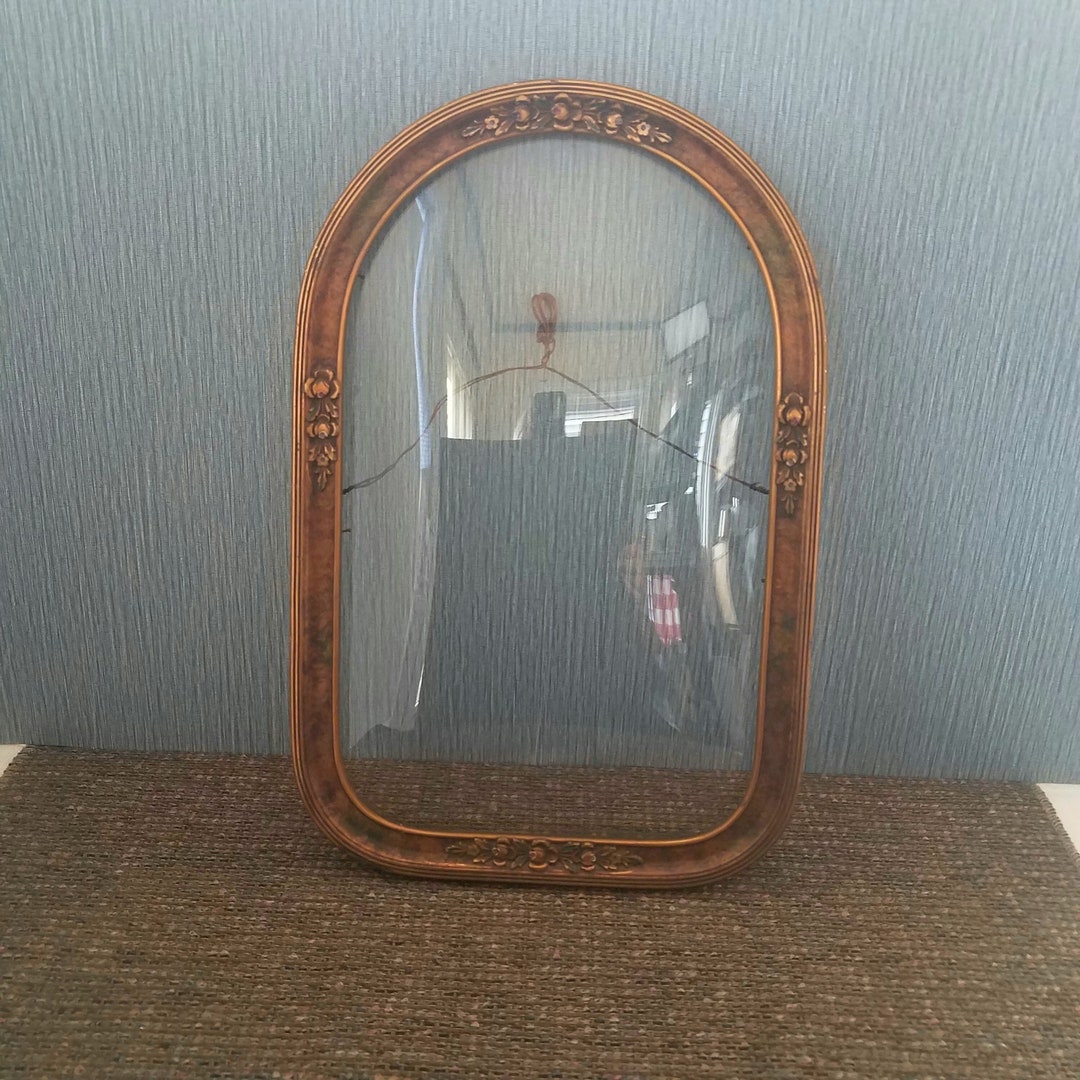 Antique Domed Glass Picture Frame, Turn of the Century, Hand Made