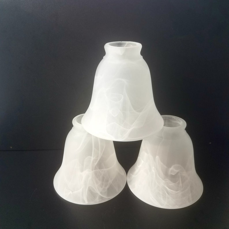 Vintage Marbled Alabaster Glass Pendant Shade, 2 1/8 Inch Fitter, Alabaster Sconce Light Shade, Replacement Glass Shade image 2
