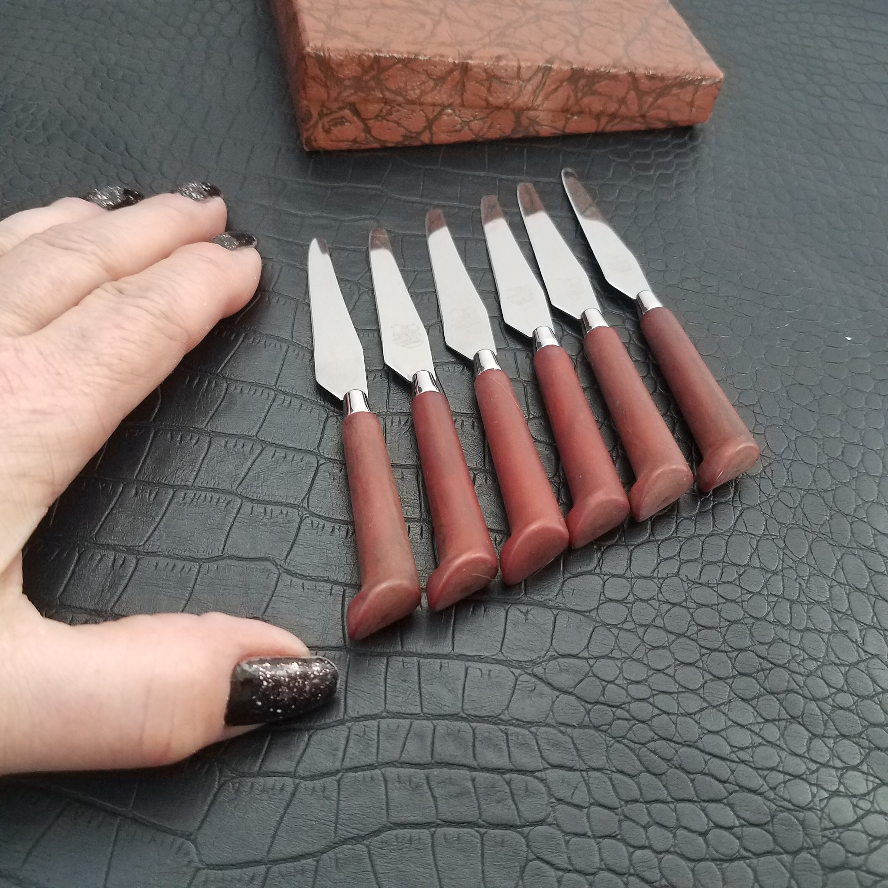 Vintage Dinkee Mini Knife Set, Bakelite Handles, Dinkee Mini Appetizer  Knives 