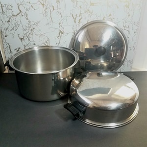 Vintage 6 Qt Flavor-Seal Dutch Oven with Dual Nesting Lids, High and Low Lids, 3 Piece Set