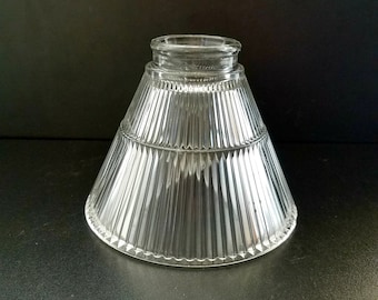 Wide Ribbed Glass Pendant Shade, 2 1/8 Inch Fitter, Heavy Clear Glass ...