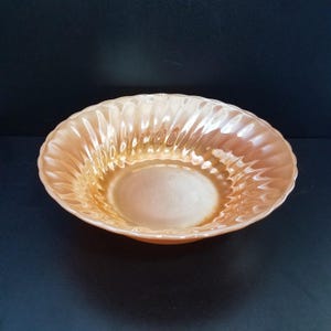 Brilliant Fire King 1 Qt Swirled Orange Luster Bowl, 8.5 Inch Fire King Serving Bowl
