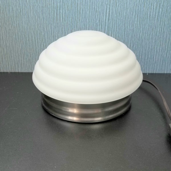 Frosted Beehive Ceiling Light with Silver Flush Mount Base, 8 Inch Ceiling Fixture