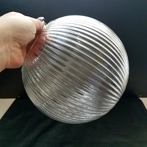 Vintage Ribbed 6 Inch Fixture Globe, 3.25 Inch Fitter, Clear Glass Replacement Shade, Ribbed Glass Light Cover (c)