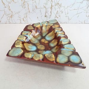 Groovy Retro Large Ceramic Ashtray, Funky Trapezoid Deep Ashtray/Trinket Dish, Coffee Table Ashtray, Retro Mod Ashtray