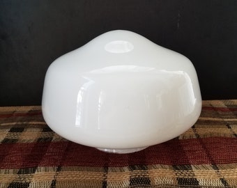 White Cased Glass 8 Inch Schoolhouse Shade, 3 7/8 Inch Fitter,  Glass Ceiling Globe, Replacement Glass Shade