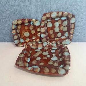 Groovy Retro Large Ceramic Ashtray, (One of Three) Funky Square Ashtray/Trinket Dish, Coffee Table Ashtray, Retro Mod Ashtray