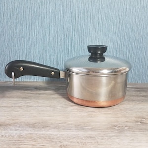 Vintage 1 Quart Revere Ware Copper Bottom Saucepan with Lid,  Pre 1968 Process Patent, Clinton ILL