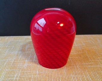 Swirled Deep Red and White Cased Glass Pendant Shade, 1 5/8 Inch Neckless Fitter, Red Murano Glass Pendant Shade