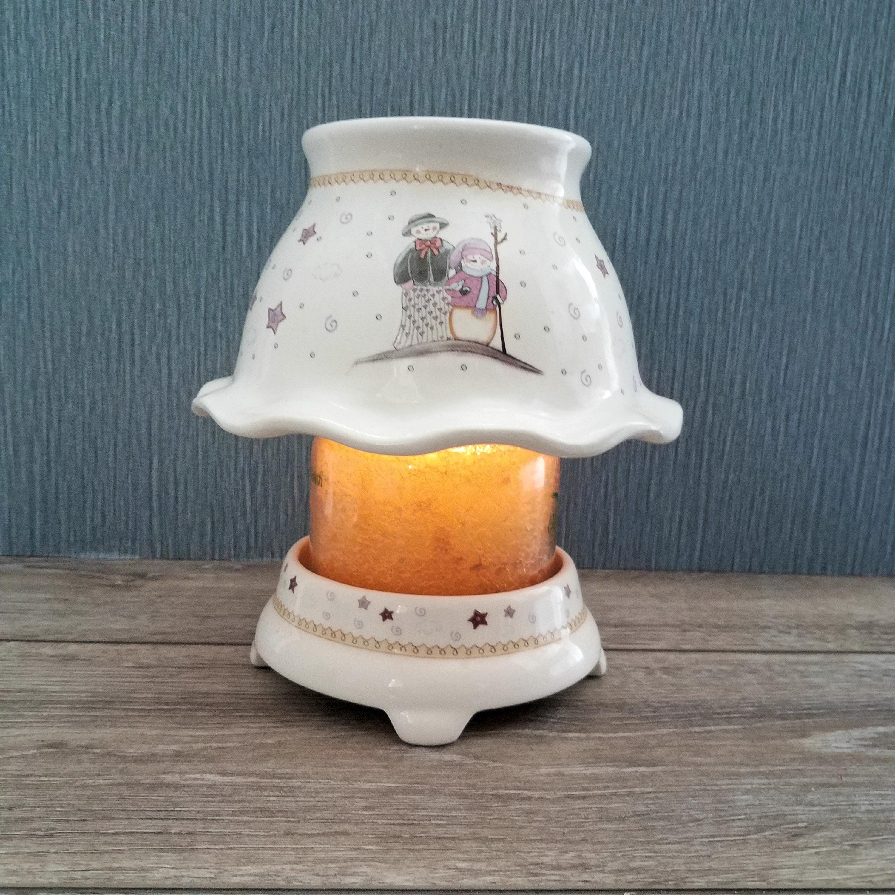 Whimsical Snowman Jar Candle Shade With Base, Christmas Snowpeople