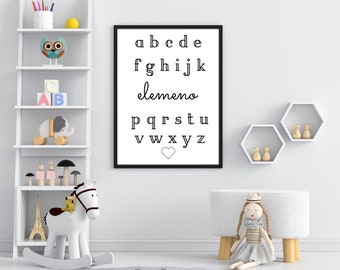 Alphabet Elemeno | Décoration de chambre d'enfant minimaliste (impression numérique)