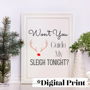 Rudolf Digital Print | Christmas Art | Christmas Card | Print at home or Studio | Reindeer Art