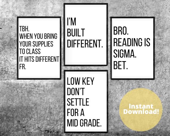 Classroom Posters for Big Kids, Bulletin Board ideas for Middle School Classroom, Modern Style, Classroom Decor for High School