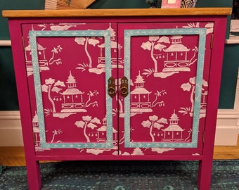 Sold sold. Example of my work. Vintage hand painted chinoiserie cabinet