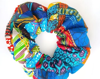 XL African Wax Print Scrunchie | Handmade Ankara Fabric Hair Tie Accessory