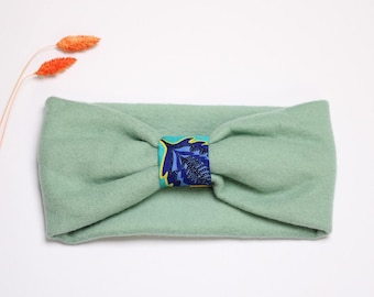 Organic Cotton Mint Fleece Ear Warmer | Handmade African Print Winter Headband | Winter Headwear