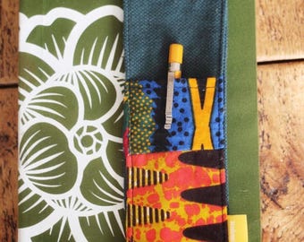 African Fabric A5 Notebook Pen Holder: Handmade Ankara Patchwork