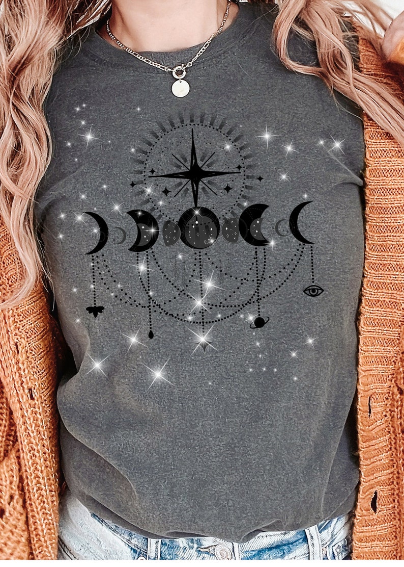 Celestial Shirt Moon, Moon Graphic T Shirt, Moon Phase Astrology ...