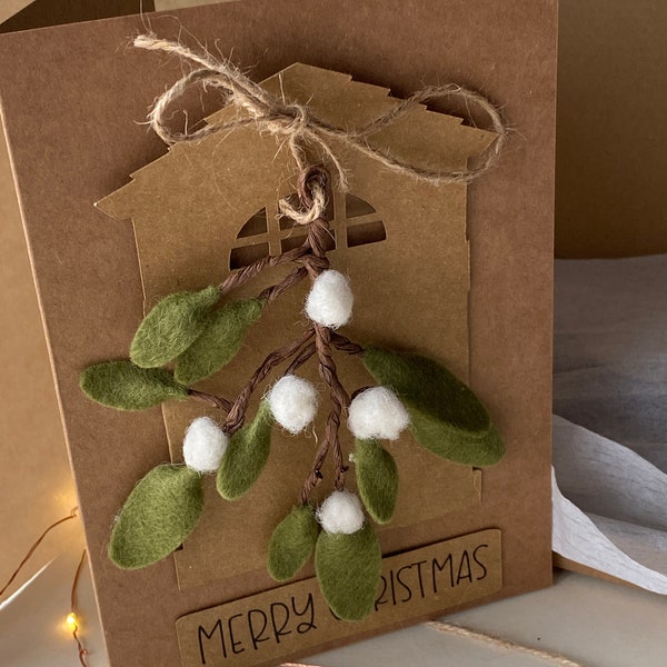 Christmas Card, Handmade Christmas Card, Mistletoe, Ornament