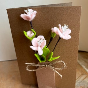 Bloesemtakjes Handgemaakte kaart, vilten bloemen