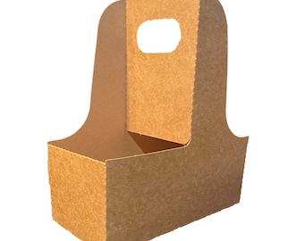 2 Cup Carrier - Eco Friendly Heavy Duty Kraft Corrugate Paperboard Carrier