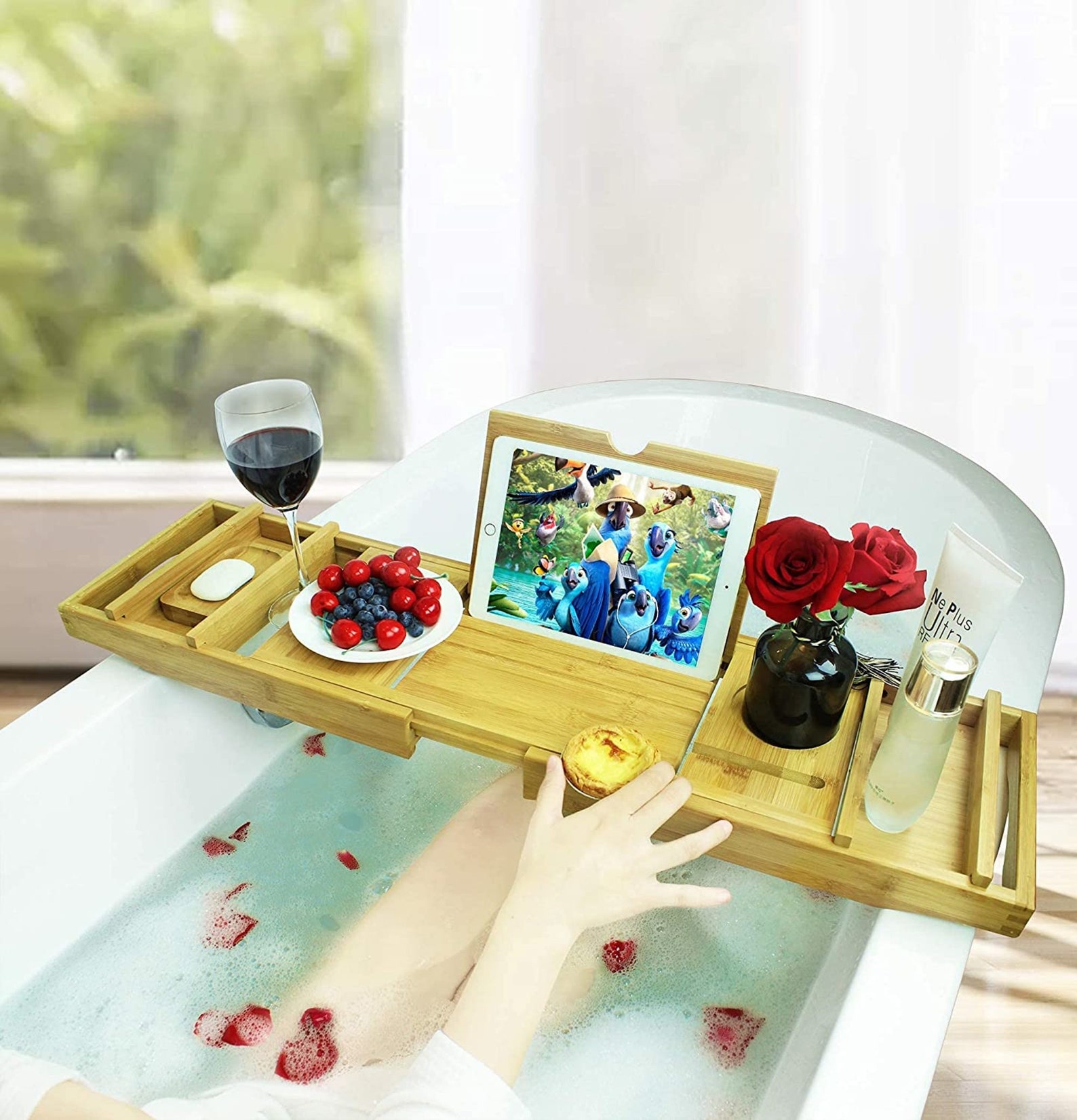 Luxury Bamboo Bathtub Caddy Tray Bamboo Bathroom Organizer Etsy