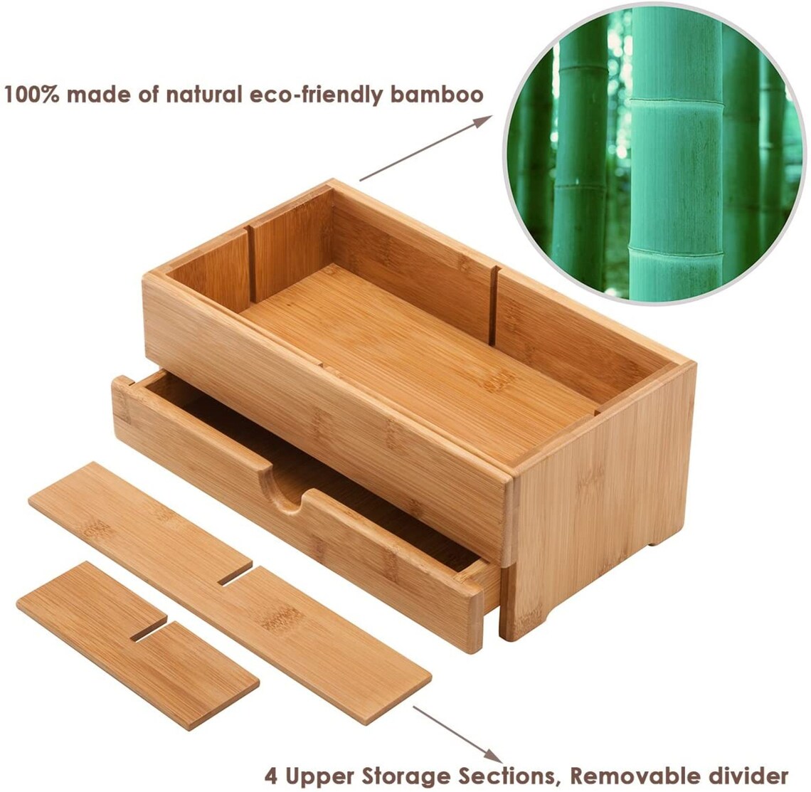 Gran organizador Bamboo Cosmetic Display Box Makeup Brushes | Etsy
