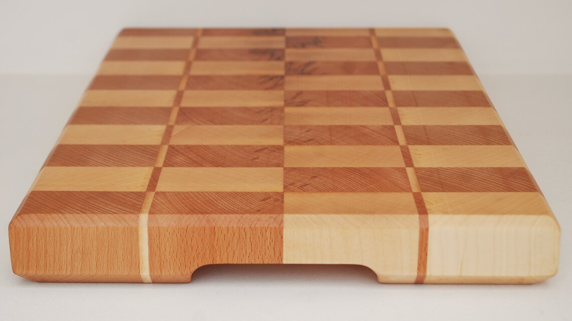 Handmade End grain wooden cutting board// Maple and Beechwood Etsy