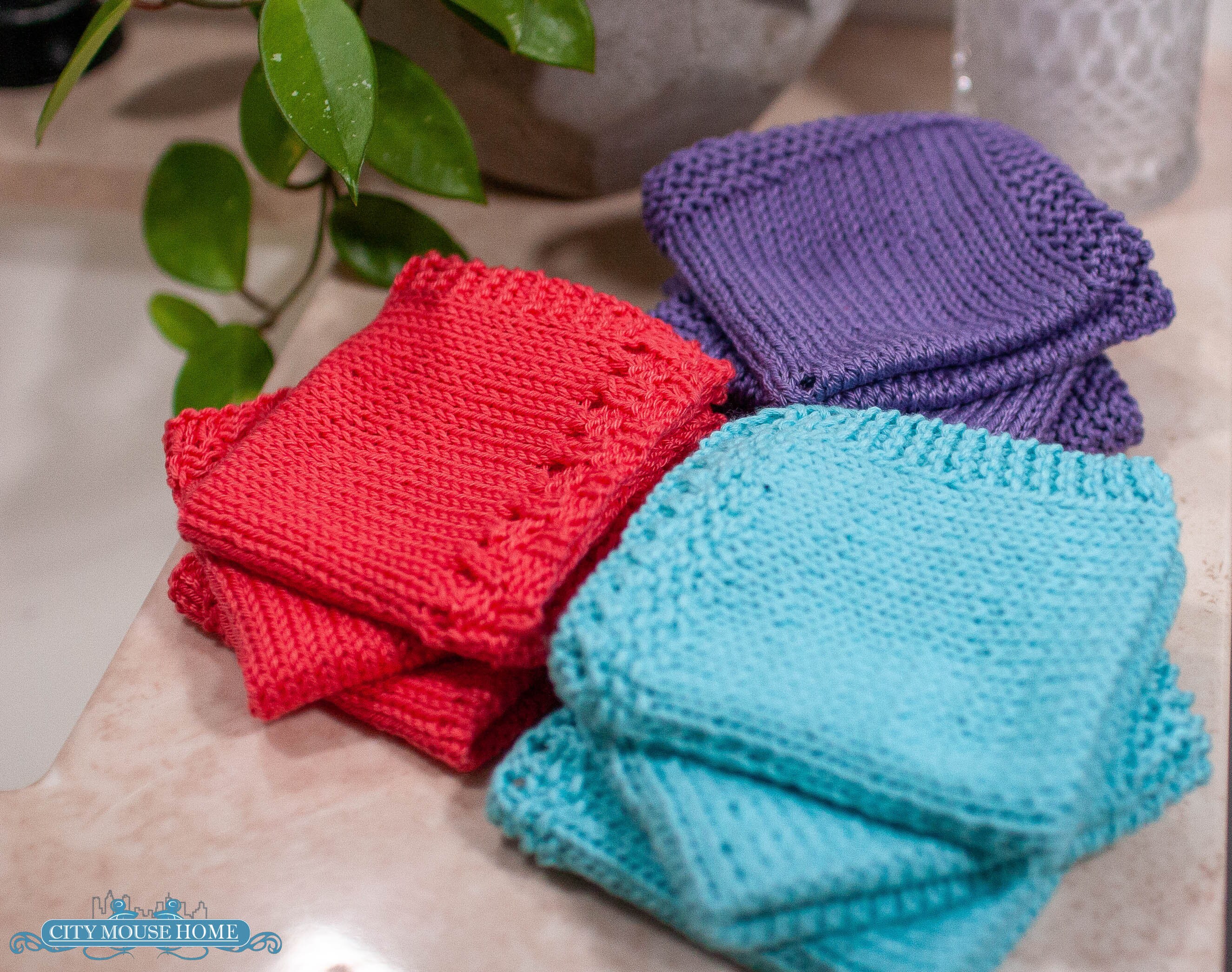 Hand Knit Wash Cloth 3-pack