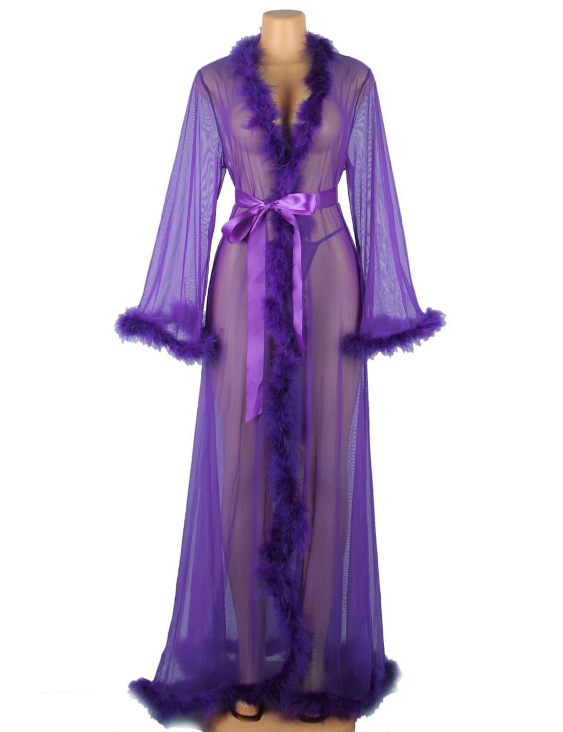 long sheer mesh robe