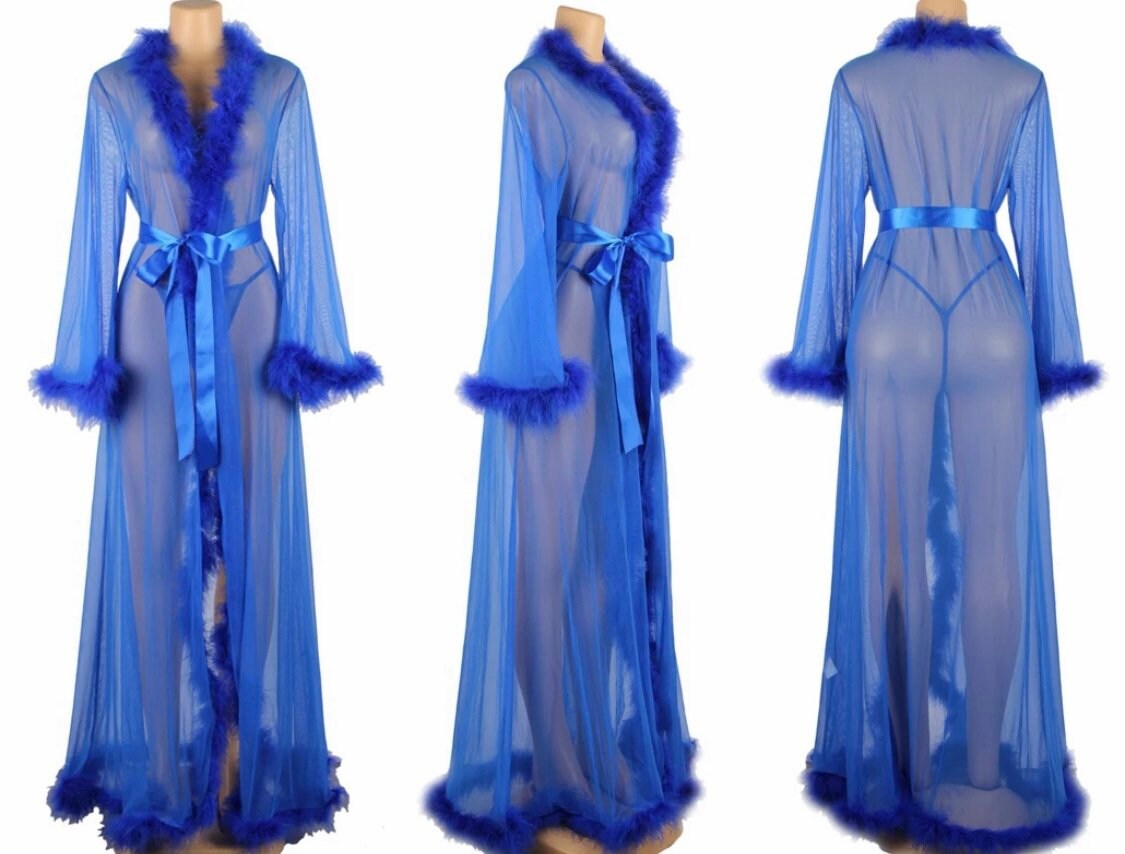 long sheer mesh robe